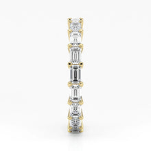 Emerald Cut Lab Grown Diamond Eternity Wedding Ring in 18K Yellow Gold