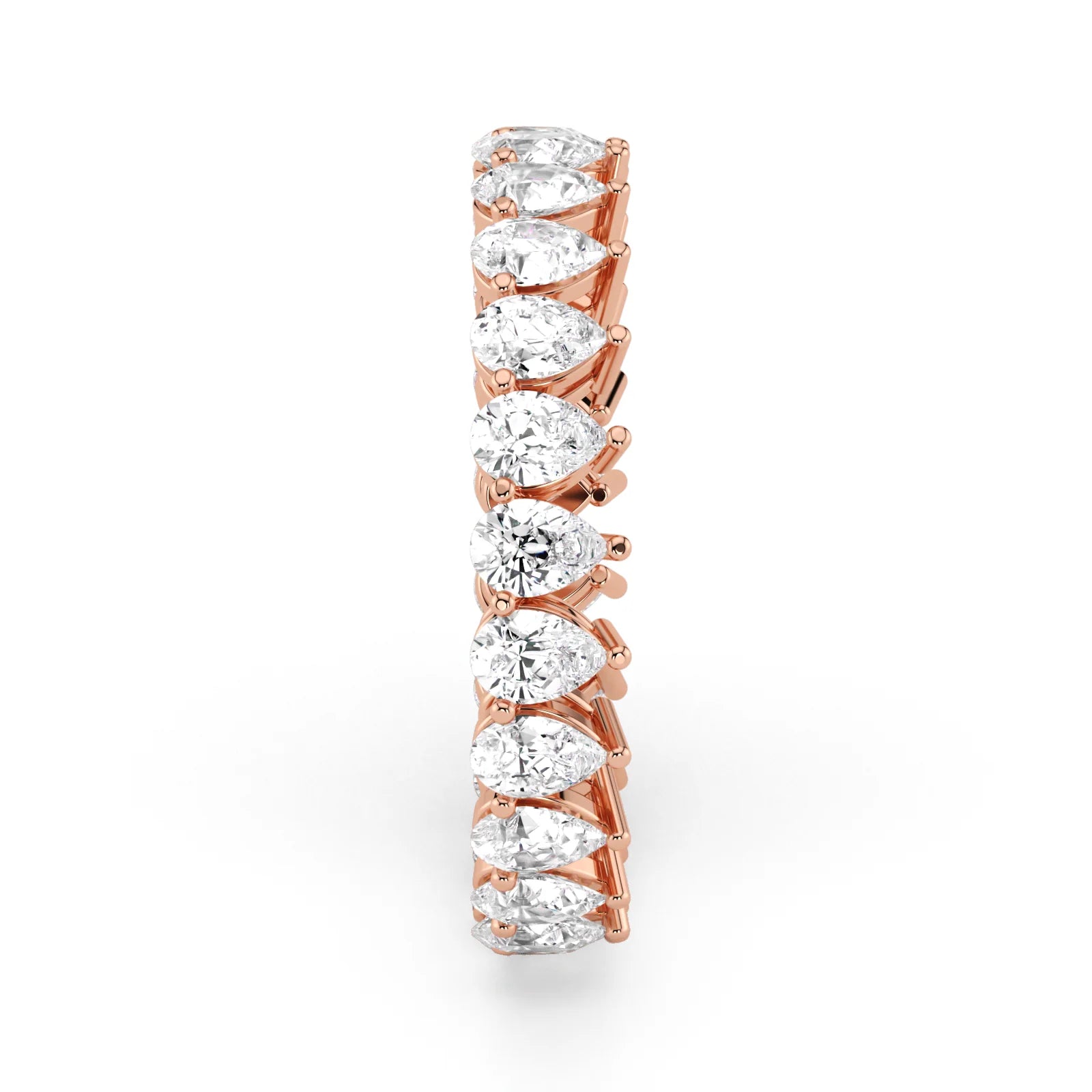 Pear Cut Lab Grown Diamond Eternity Wedding Ring in 18K Rose Gold