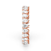 Pear Cut Lab Grown Diamond Eternity Wedding Ring in 18K Rose Gold