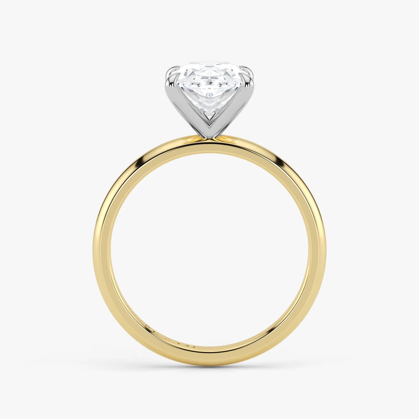 Oval Cut Lab Grown Diamond Engagement Ring in 18K Two-Tone Gold - Solitaire Style