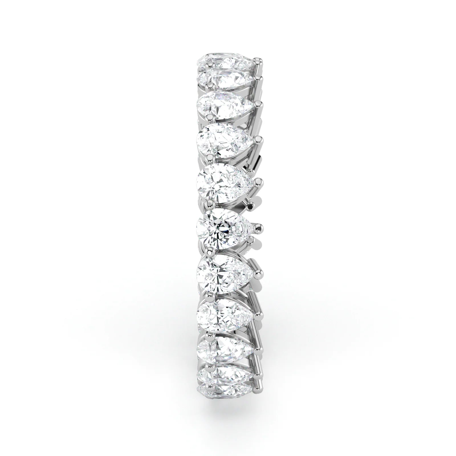Pear Cut Lab Grown Diamond Eternity Wedding Ring in Platinum