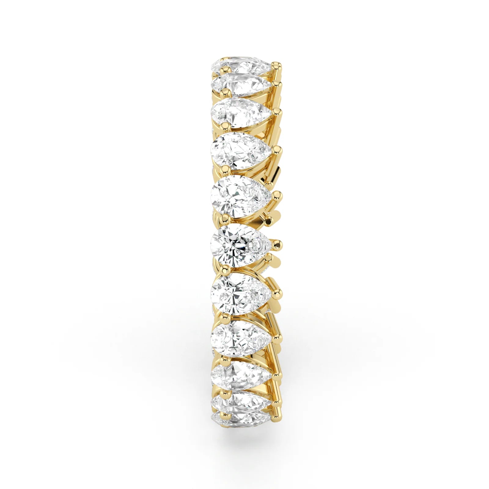 Pear Cut Lab Grown Diamond Eternity Wedding Ring in 18K Yellow Gold