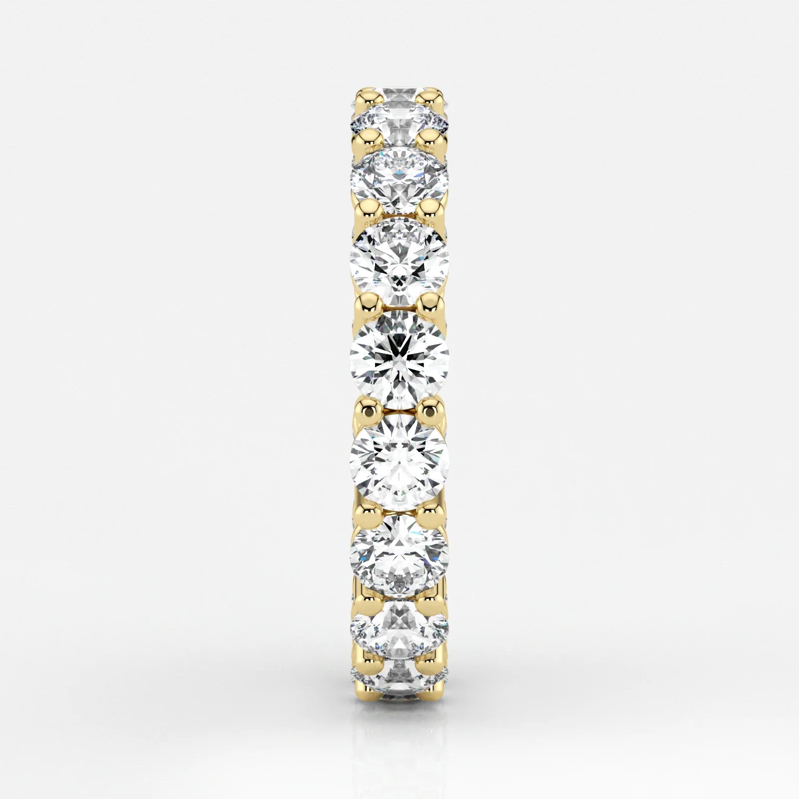 Round Cut Lab Grown Diamond Eternity Wedding Ring in 18K Yellow Gold