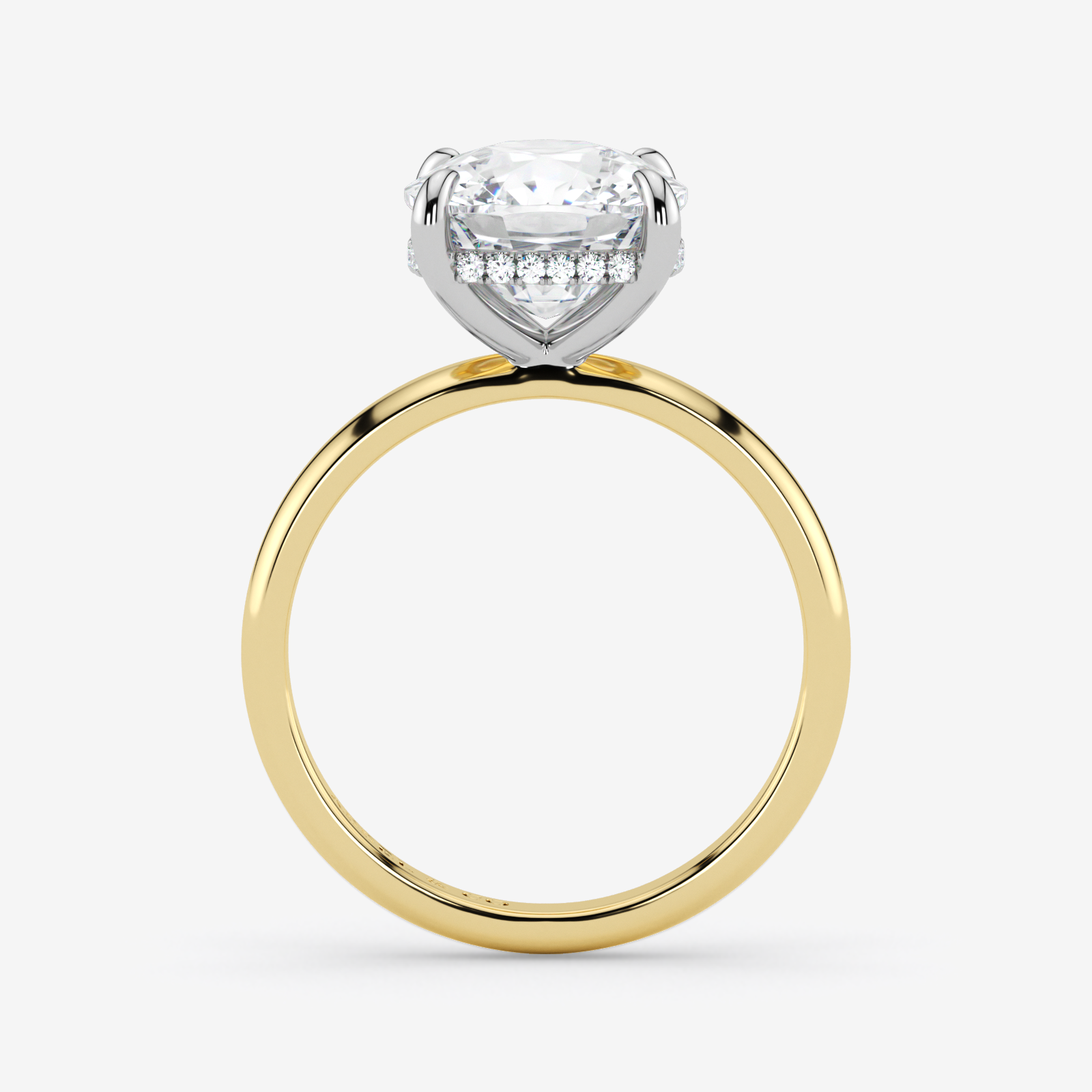 1.82 Ct Cushion Cut Diamond Hidden Halo Engagement Ring in 18K Gold