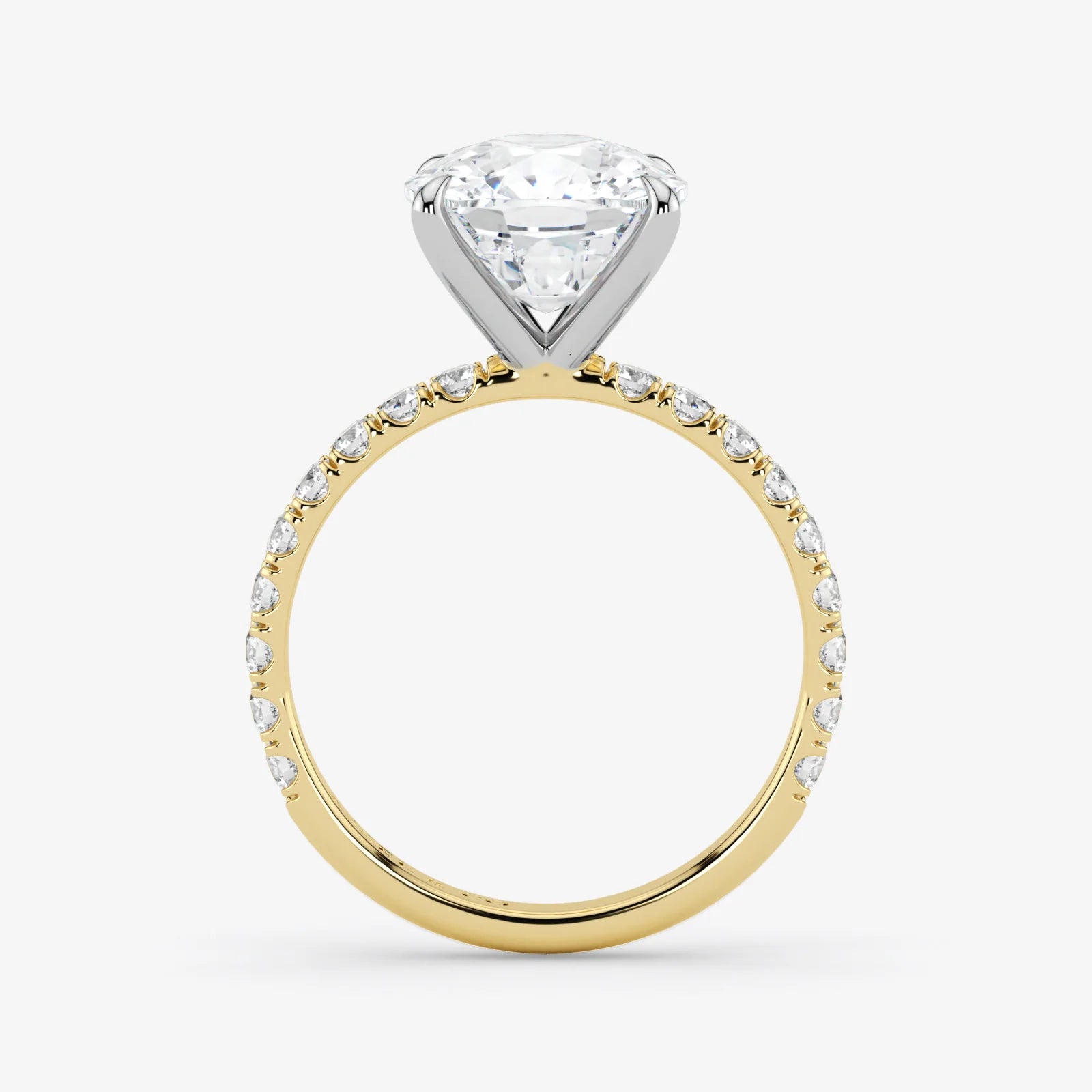 Gold ring with a diamond on a white background