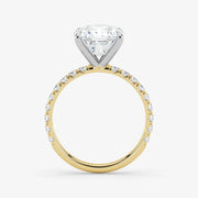 Gold ring with a diamond on a white background