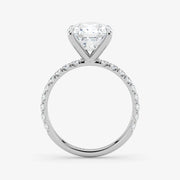 Diamond ring with a clear gemstone on a white background