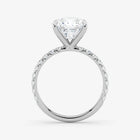 Diamond ring with a clear gemstone on a white background
