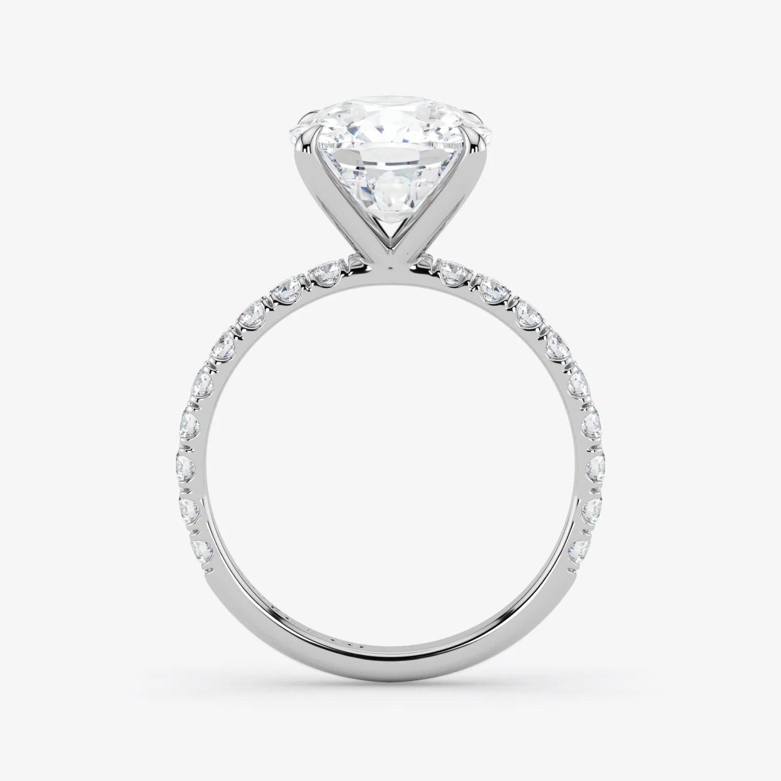 Diamond ring with a clear gemstone on a white background