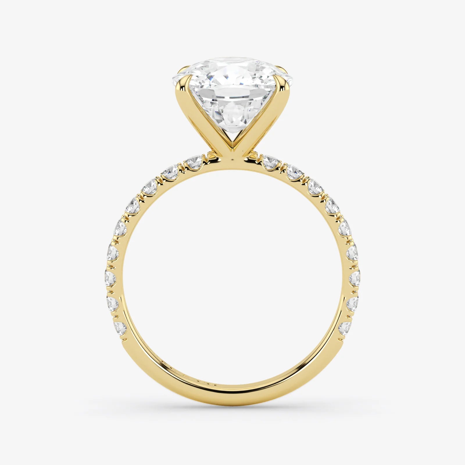 Gold ring with a diamond on a white background