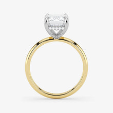 Emerald Lab Grown Diamond Classic Engagement Ring – Hidden Halo Style – Two Tone 18K – 4.6 Ct