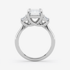 Silver ring with a diamond on a white background