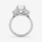 Silver ring with a diamond on a white background