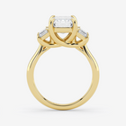 Gold ring with a diamond on a white background