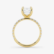 Gold ring with a diamond on a white background