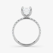 Emerald Cut Lab Grown Diamond Engagement Ring in Platinum - Pave Style