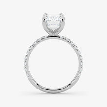 Emerald Cut Lab Grown Diamond Engagement Ring in Platinum - Pave Style