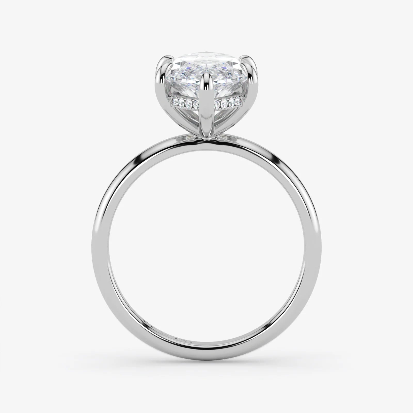 Marquise Cut Lab Grown Diamond Engagement Ring in Platinum - Hidden Halo