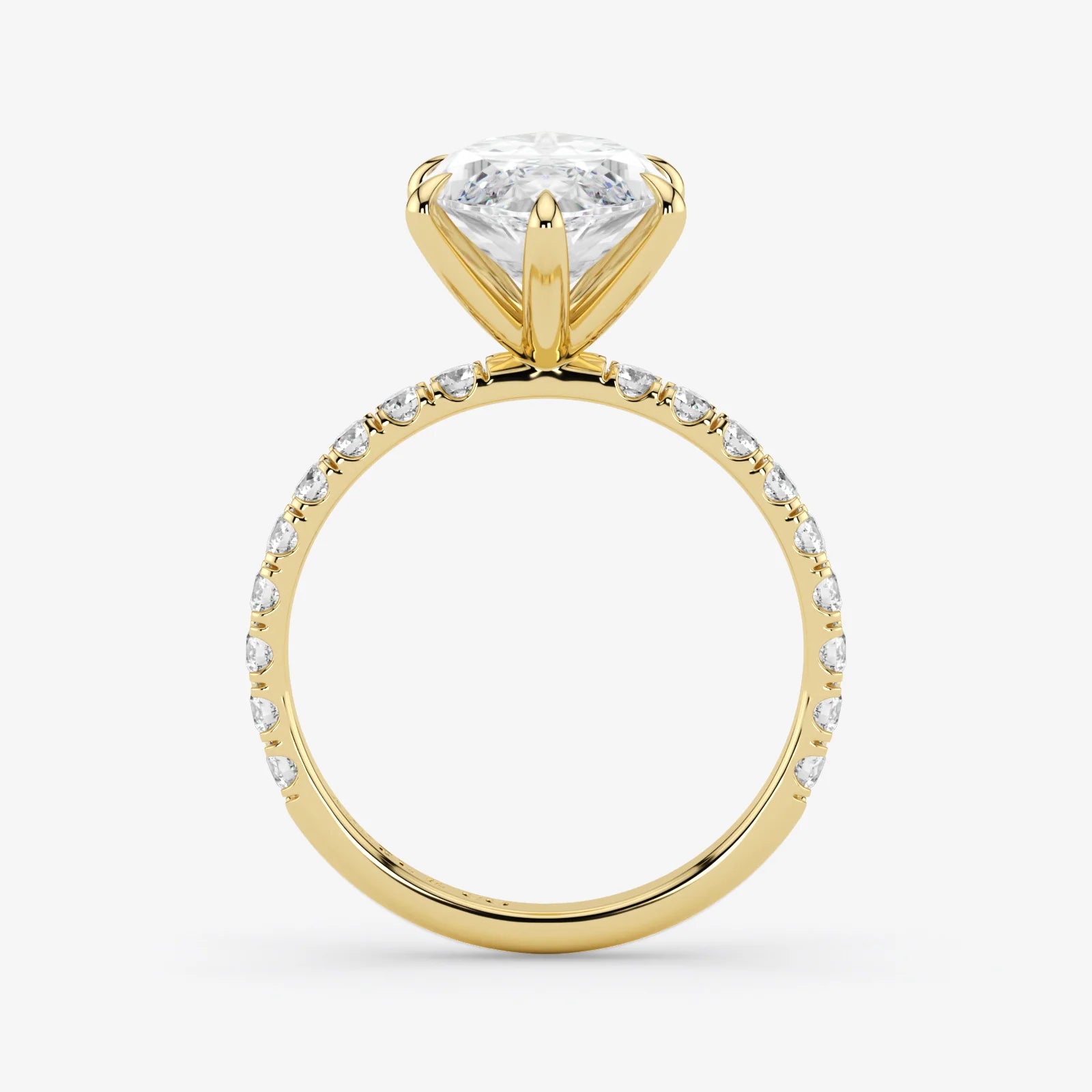 Marquise Cut Lab Grown Diamond Engagement Ring in 18K Yellow Gold - Pave Style