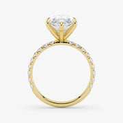 Marquise Cut Lab Grown Diamond Engagement Ring in 18K Yellow Gold - Pave Style