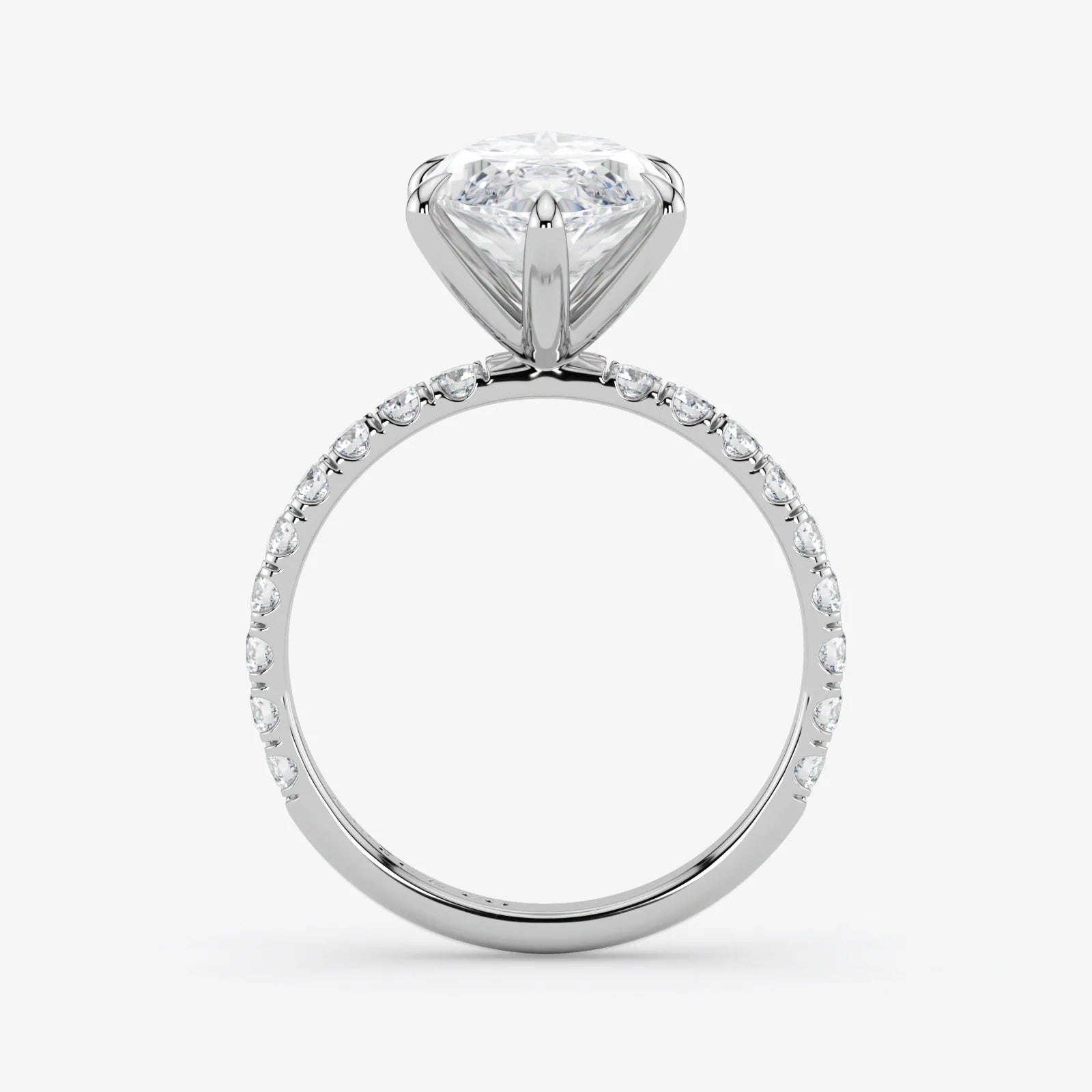 Marquise Cut Lab Grown Diamond Engagement Ring in Platinum - Pave Style