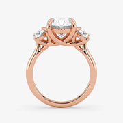 Oval Cut Lab Grown Diamond Engagement Ring in 18K Rose Gold - Three-Stone Style