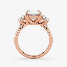 Oval Cut Lab Grown Diamond Engagement Ring in 18K Rose Gold - Three-Stone Style