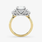 Gold and silver ring with a diamond on a white background