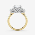 Two-tone gold ring with a diamond on a white background