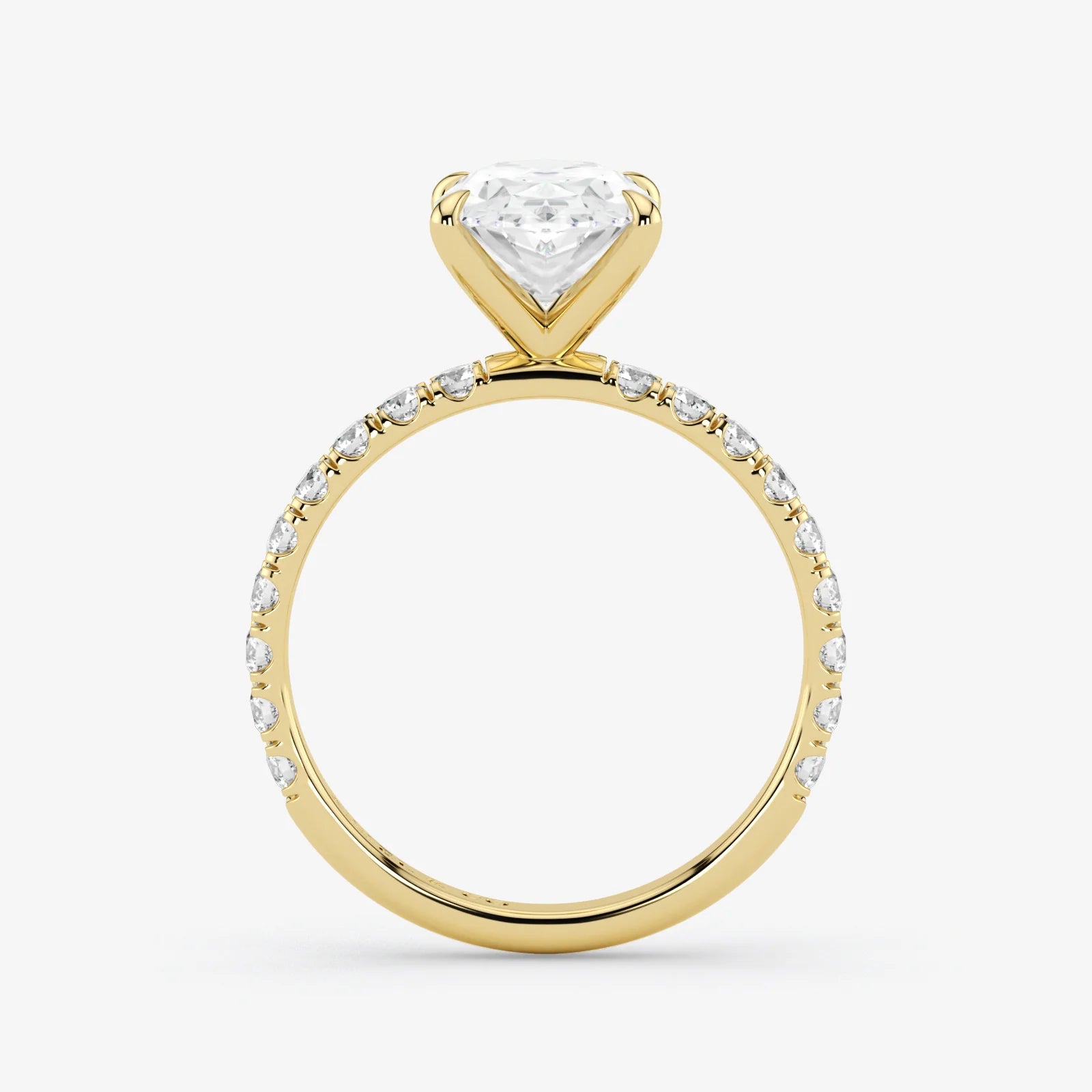 Gold ring with a diamond on a white background