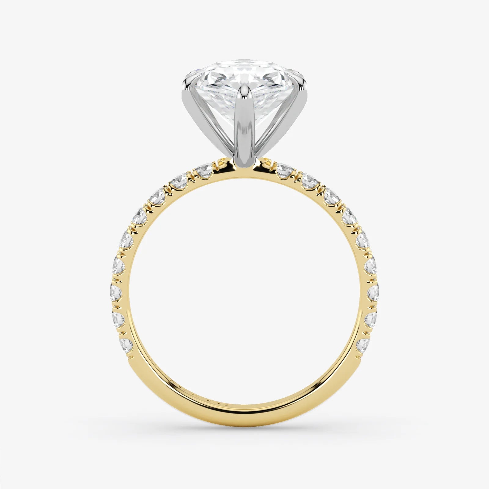 Gold and silver diamond ring on a white background