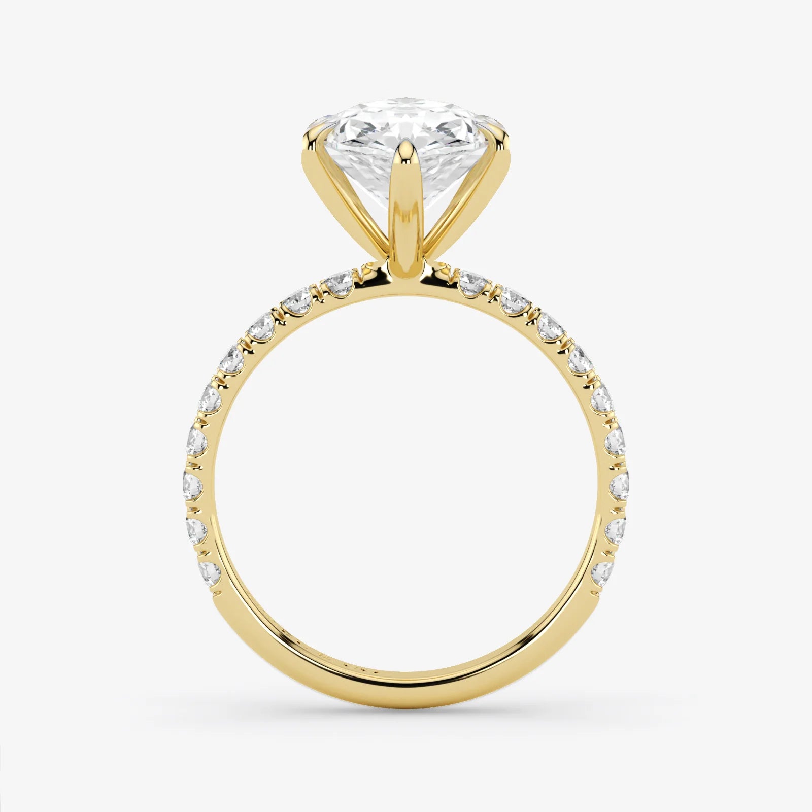 Gold ring with a diamond on a white background
