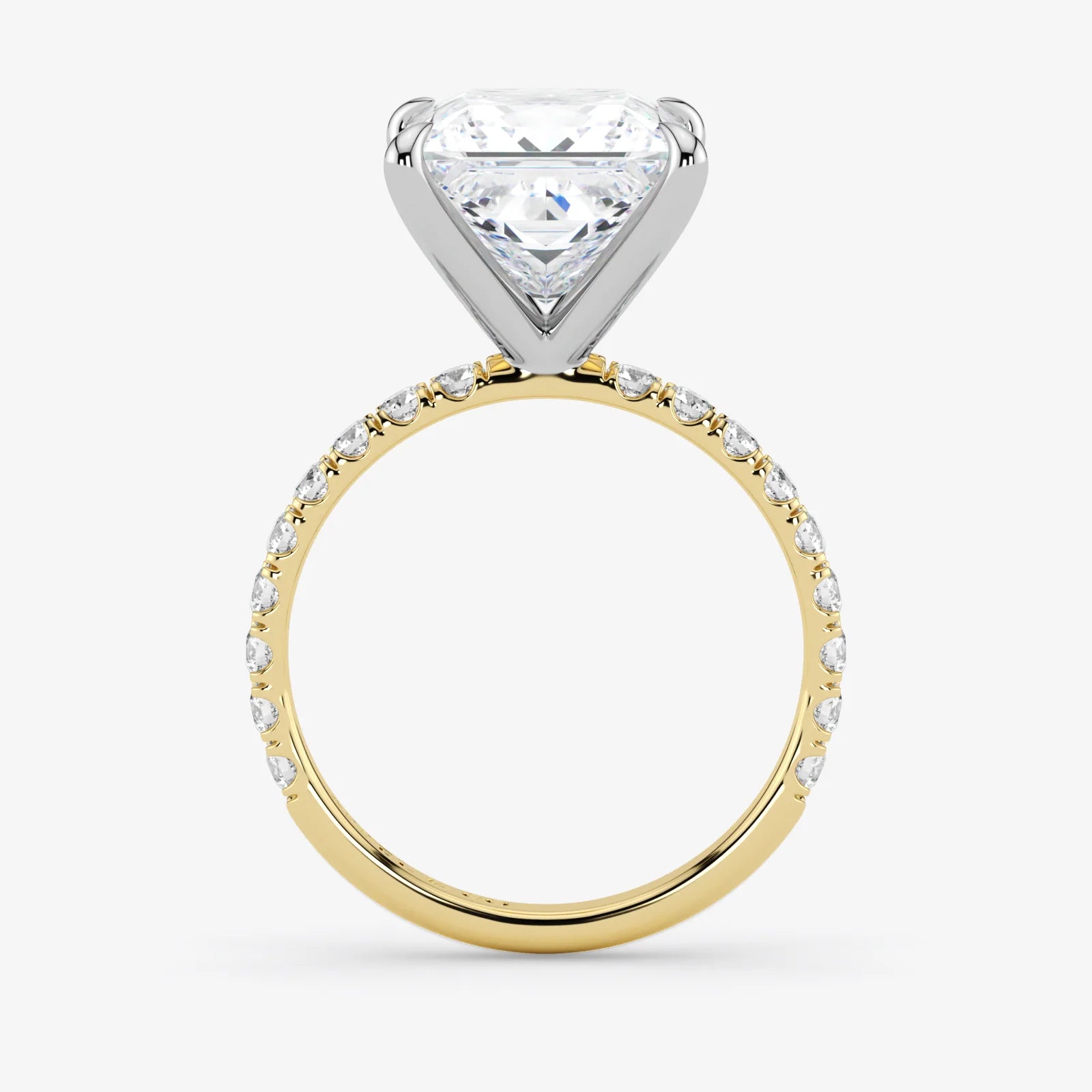Princess Cut Lab Grown Diamond Engagement Ring in 18K Two-Tone Gold - Pave Style