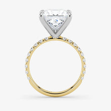 Princess Cut Lab Grown Diamond Engagement Ring in 18K Two-Tone Gold - Pave Style