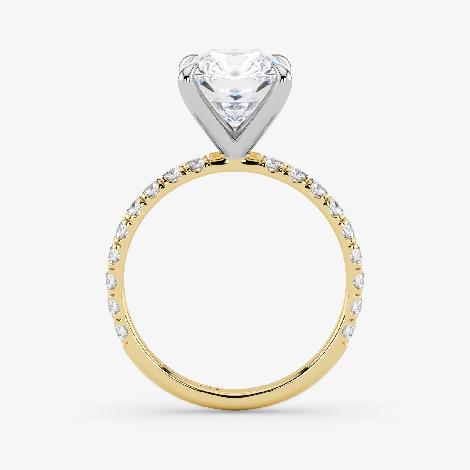 Radiant Cut Lab Grown Diamond Engagement Ring in Two-Tone 18K Gold - Pave Style