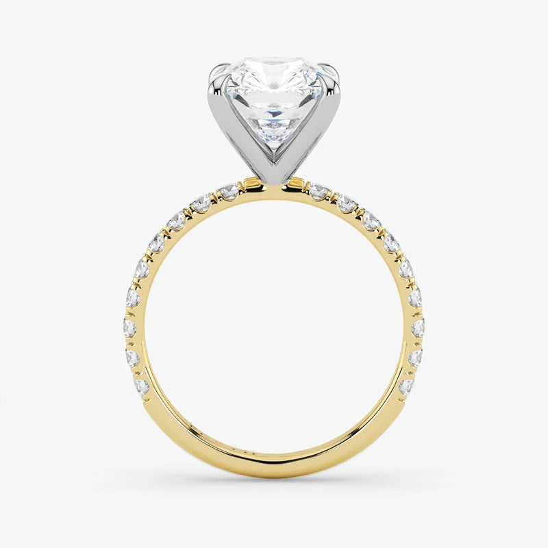 Radiant Cut Lab Grown Diamond Engagement Ring in Two-Tone 18K Gold - Pave Style