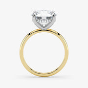 Round Lab Grown Diamond Classic Engagement Ring – Hidden Halo Style – Two Tone 18K – 4 Ct