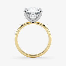 Round Lab Grown Diamond Classic Engagement Ring – Hidden Halo Style – Two Tone 18K – 3.5 Ct