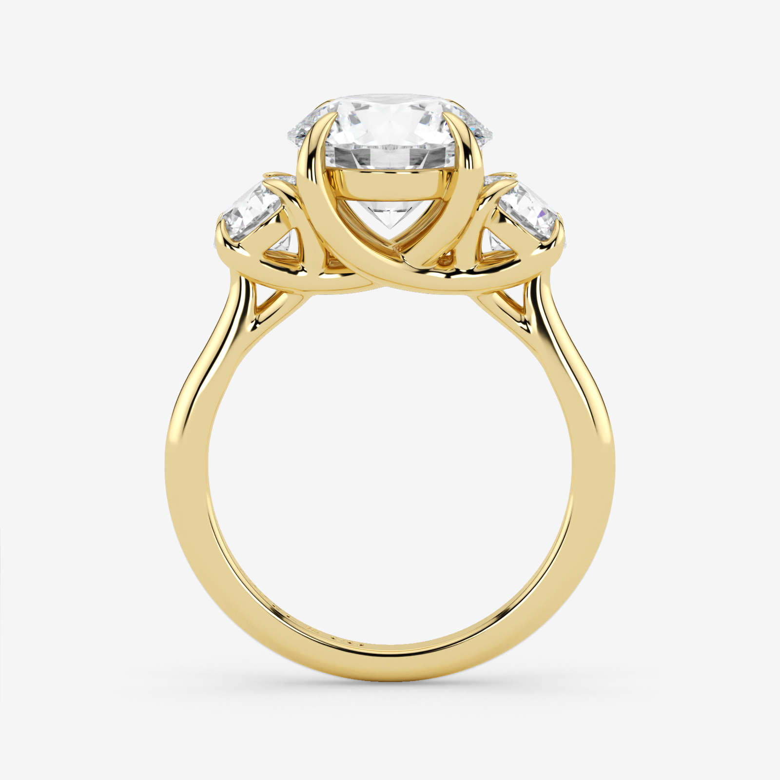 Gold ring with a diamond on a white background