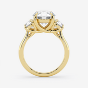 Gold ring with a diamond on a white background