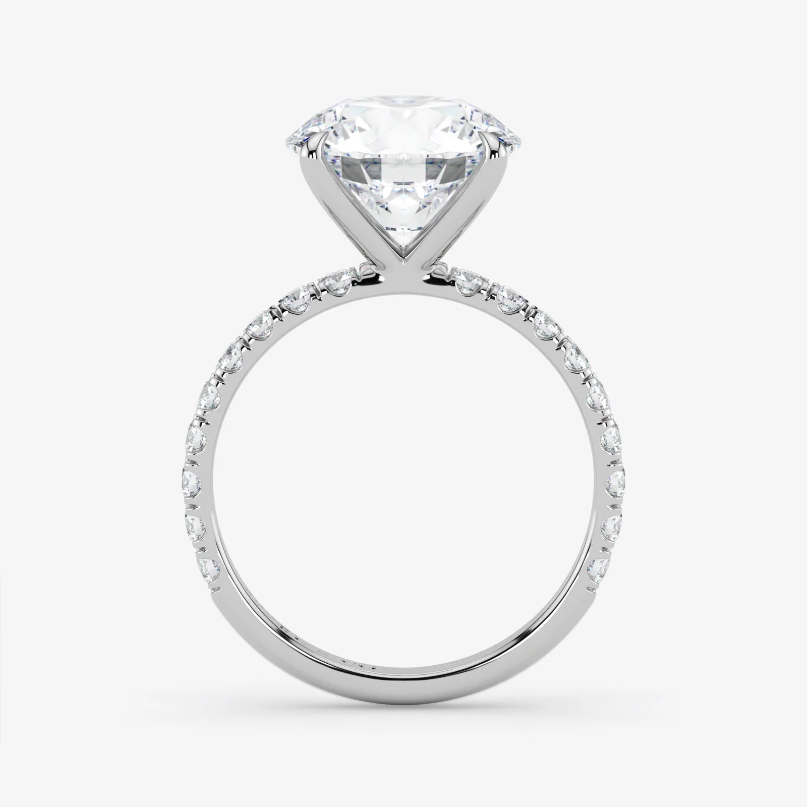 Diamond ring with a clear gemstone on a white background
