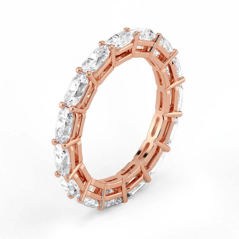 Radiant Cut Lab Grown Diamond Eternity Wedding Ring in 18K Rose Gold