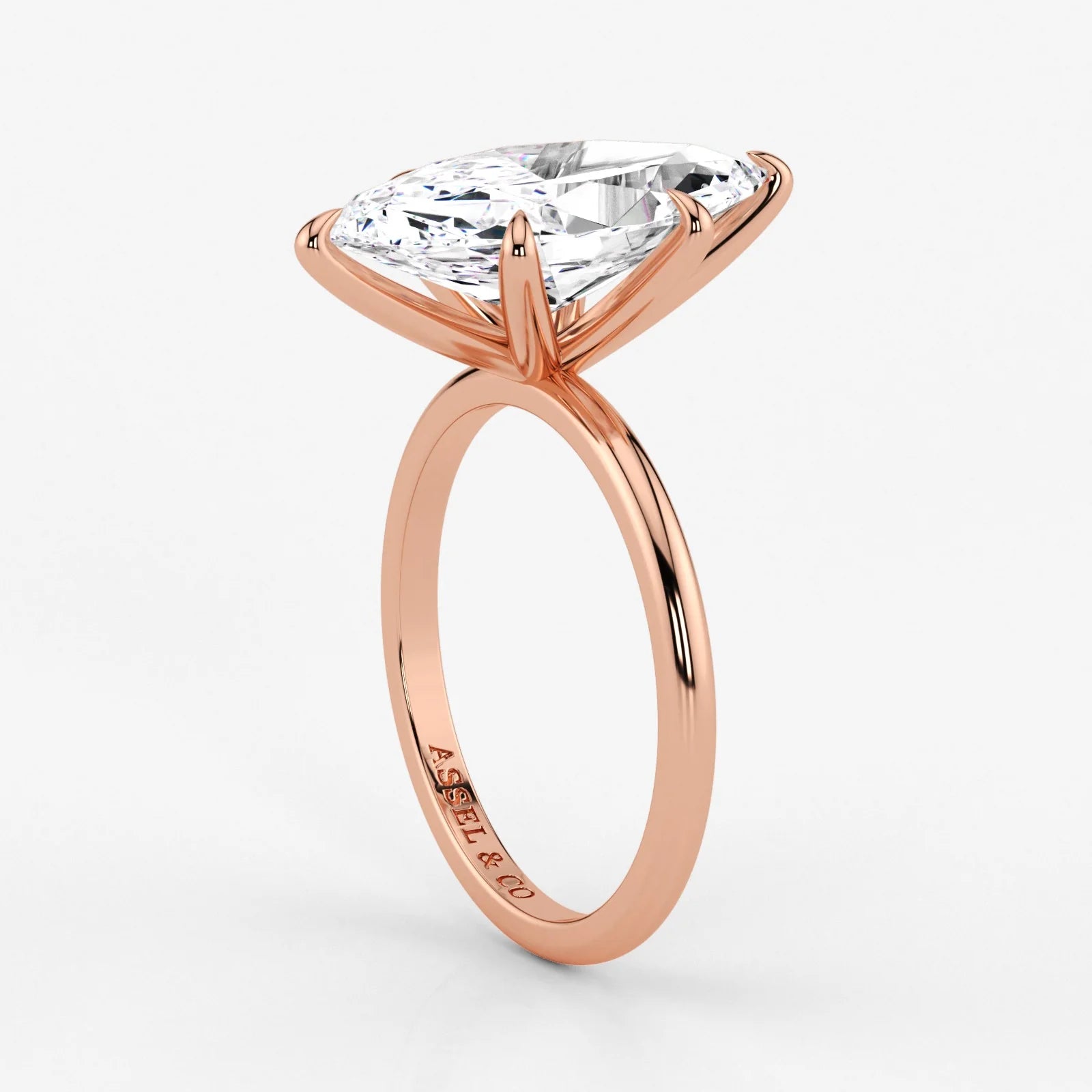 Marquise Cut Lab Grown Diamond Engagement Ring in 18K Rose Gold - Solitaire Style