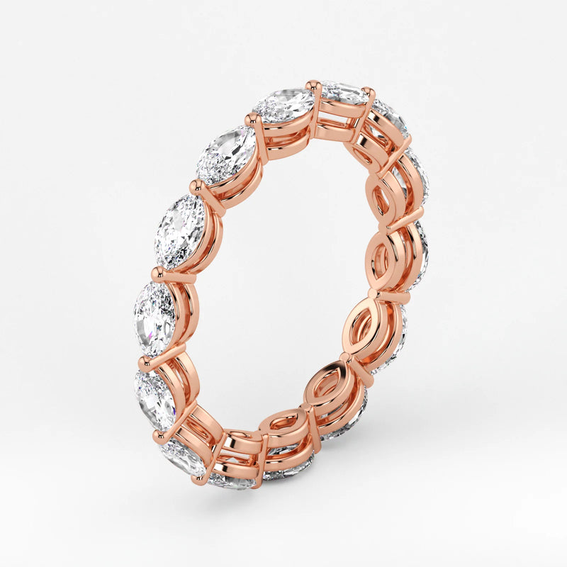 Marquise Cut Lab Grown Diamond Eternity Wedding Ring in 18K Rose Gold
