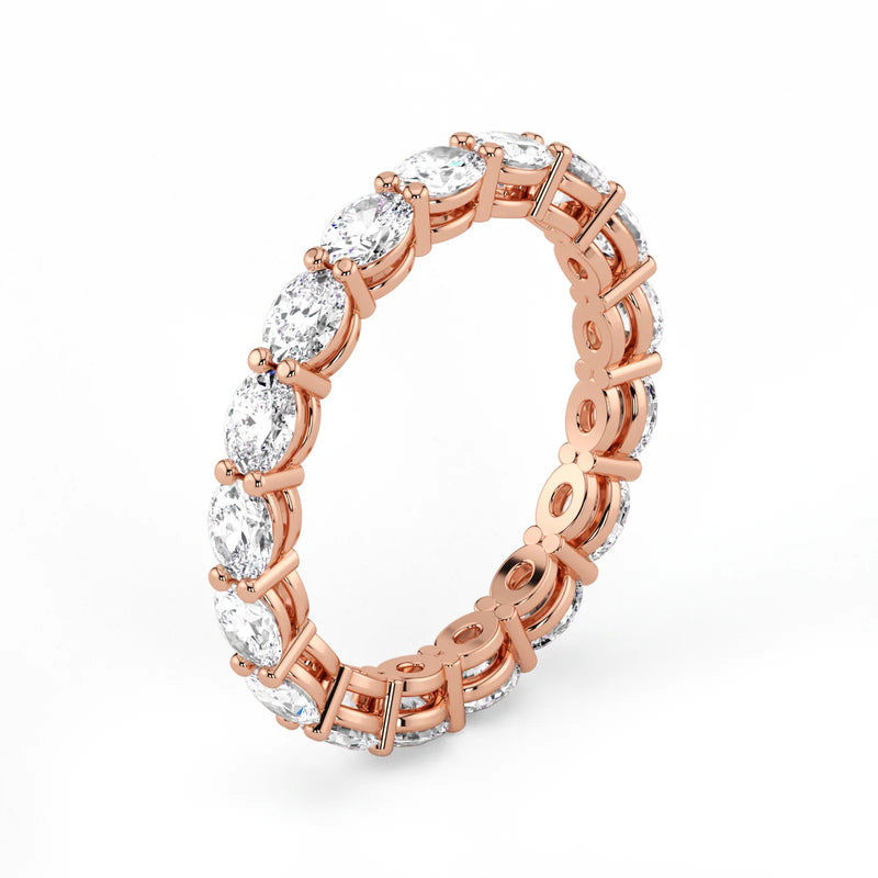 Oval Cut Lab Grown Diamond Eternity Wedding Ring in 18K Rose Gold
