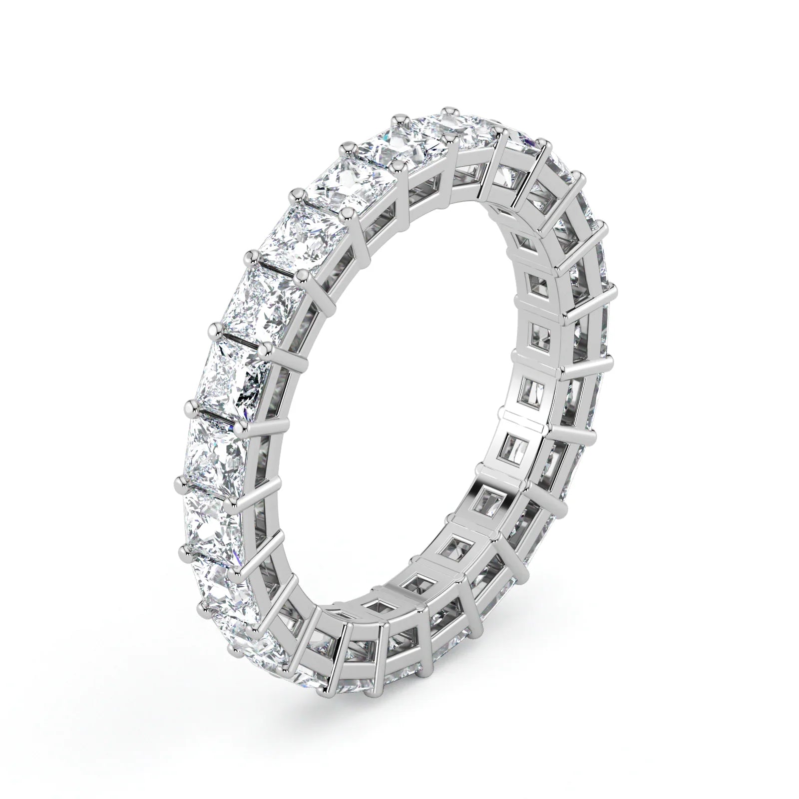 Princess Cut Lab Grown Diamond Eternity Wedding Ring in 18K White Gold