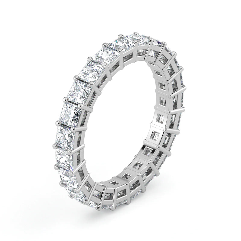 Princess Cut Lab Grown Diamond Eternity Wedding Ring in Platinum