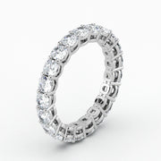 Cushion Cut Lab Grown Diamond Eternity Wedding Ring in 18K White Gold