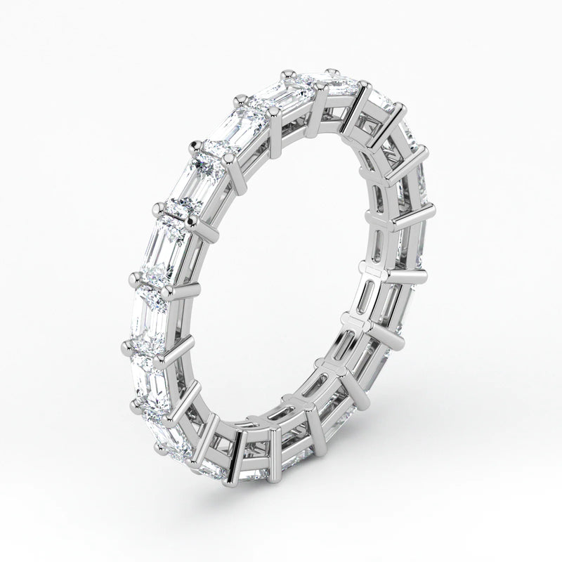 Emerald Cut Lab Grown Diamond Eternity Wedding Ring in Platinum
