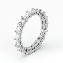 Emerald Cut Lab Grown Diamond Eternity Wedding Ring in 18K White Gold